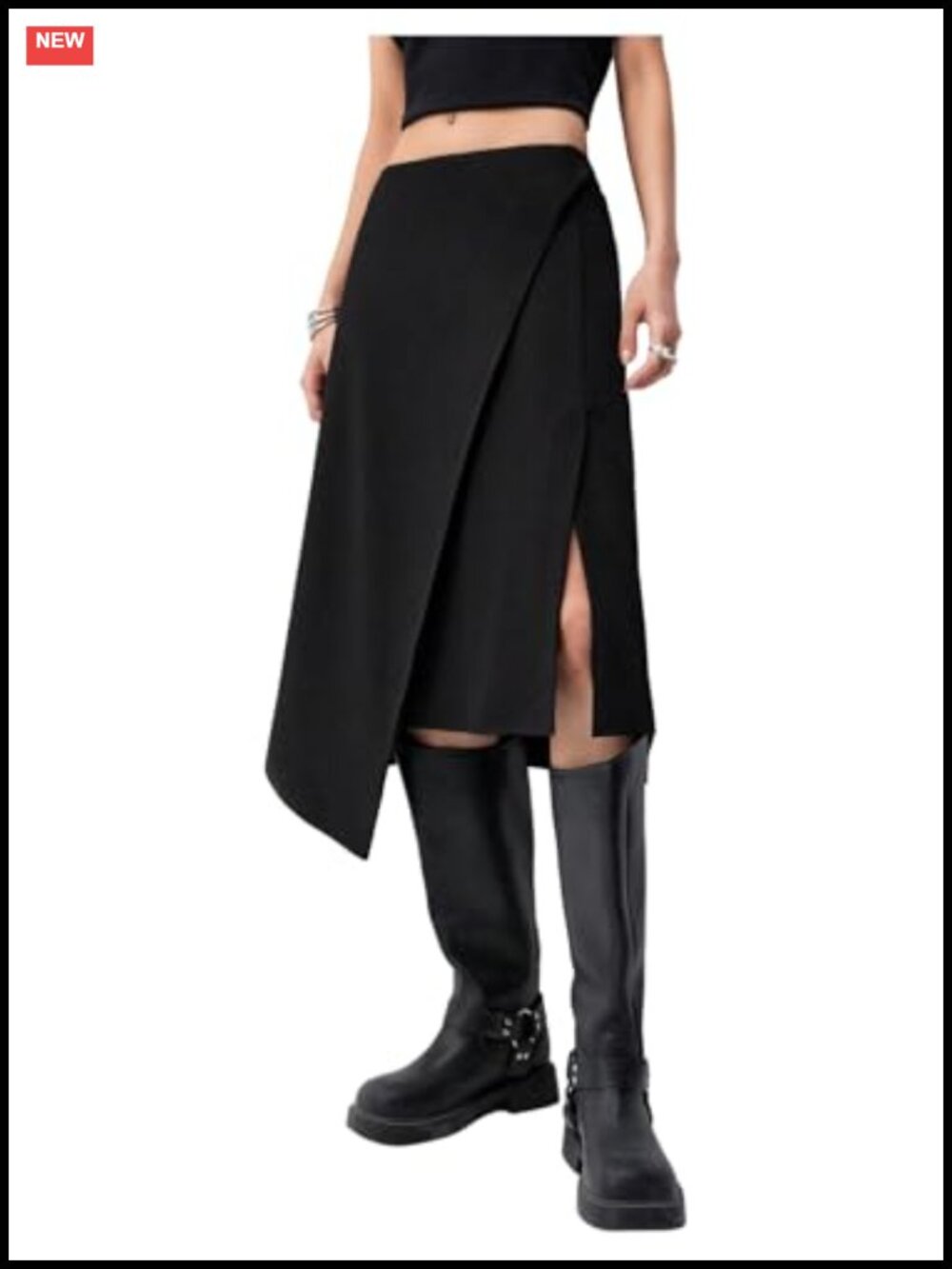 Women's Asymmetrical Wrap Midi Skirt Low Rise Slit Y2K Streetwear